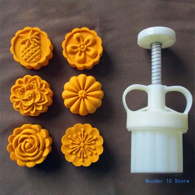 

Adjustable Mooncake Mold 50g Flower Stamp Cookie Cutter Mould DIY Baking Tools