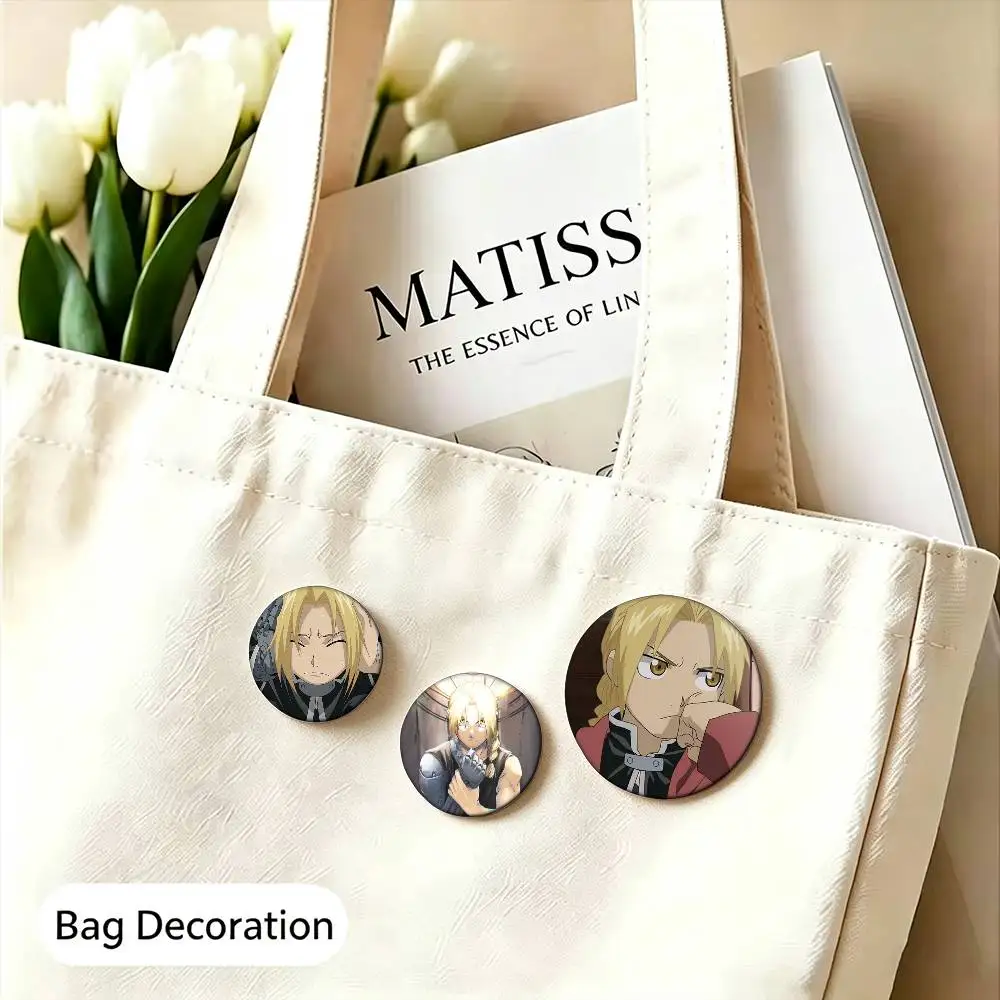 edward elric Custom Enamel Pin Badges 25mm 32mm 44mm 58mm Backpack Hat Decor Toys Gifts