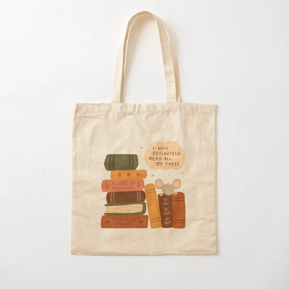 

Mouse's Book Pile Tote Bag Lady bags tote bag men's sac pour femme sacs de shopping Canvas Tote Bag