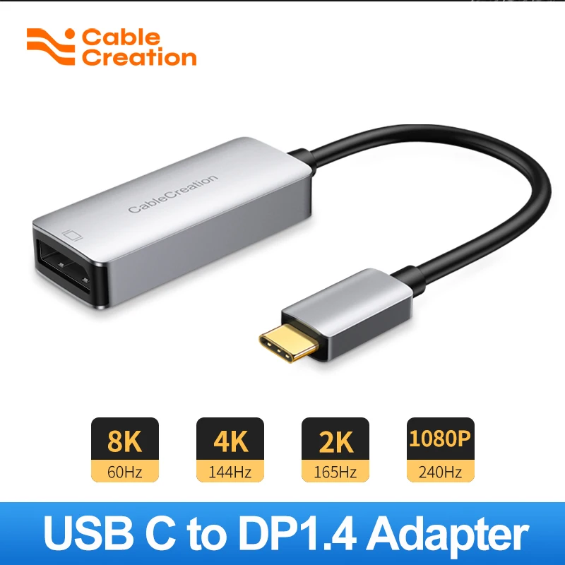 CableCreation USB-C to DisplayPort1.4 Adapter 40Gbps Thunderbolt 3/4 Type-C to 8K DP1.4 Converter For iPhone 15 MacBook Dell