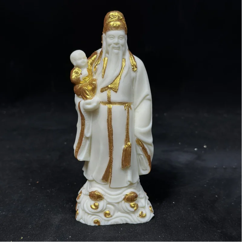 Ivory Nut Gold-Plated Fu Lu Shou Fortune, Prosperity and Longevity Home Living Room Desktop Crafts Decoration Birthday Birthday