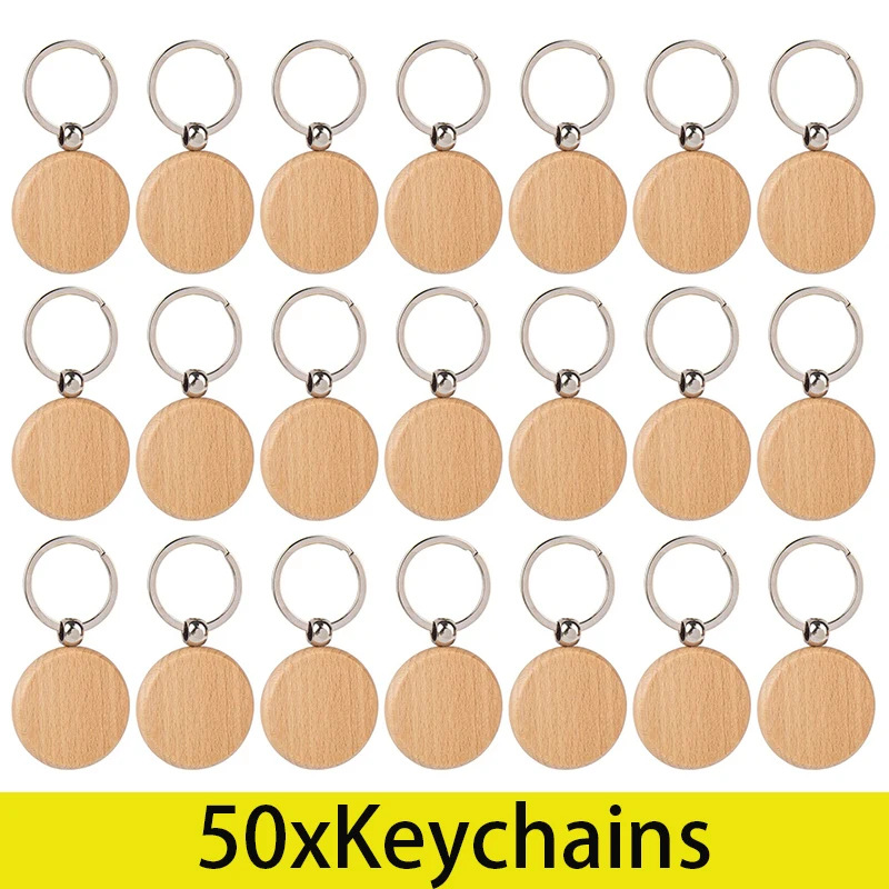 

50Pcs Wooden Keychain Blanks Wood Blanks Key Tags for DIY Craft Accessories