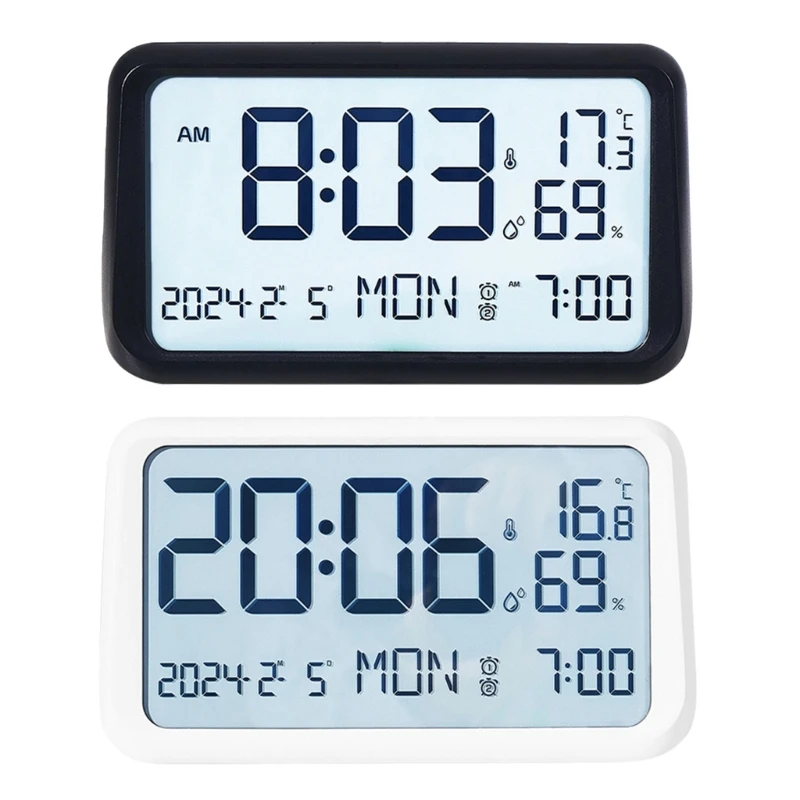 9.06in Digital Clock with Large Screen Touches Control, Time Management Alarms