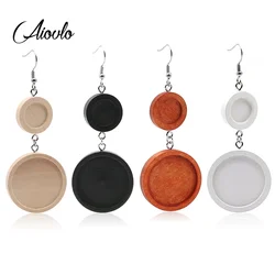 10 Pcs Stainless Steel Ear Hook Blank Base Setting Fit 12mm 25mm Wood Cabochon Settings for Diy Jewelry Making Earrings Findings