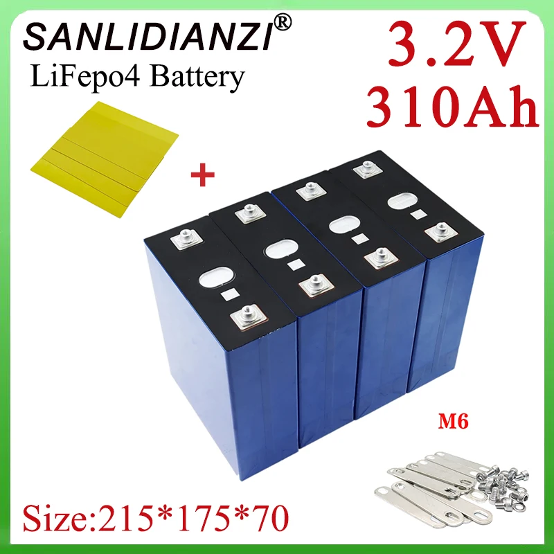 

New 3.2V LiFepo4 310AH rechargeable battery DIY 12V 4S 24V 310AH electric vehicle storage system EV RV ship solar cell free tax