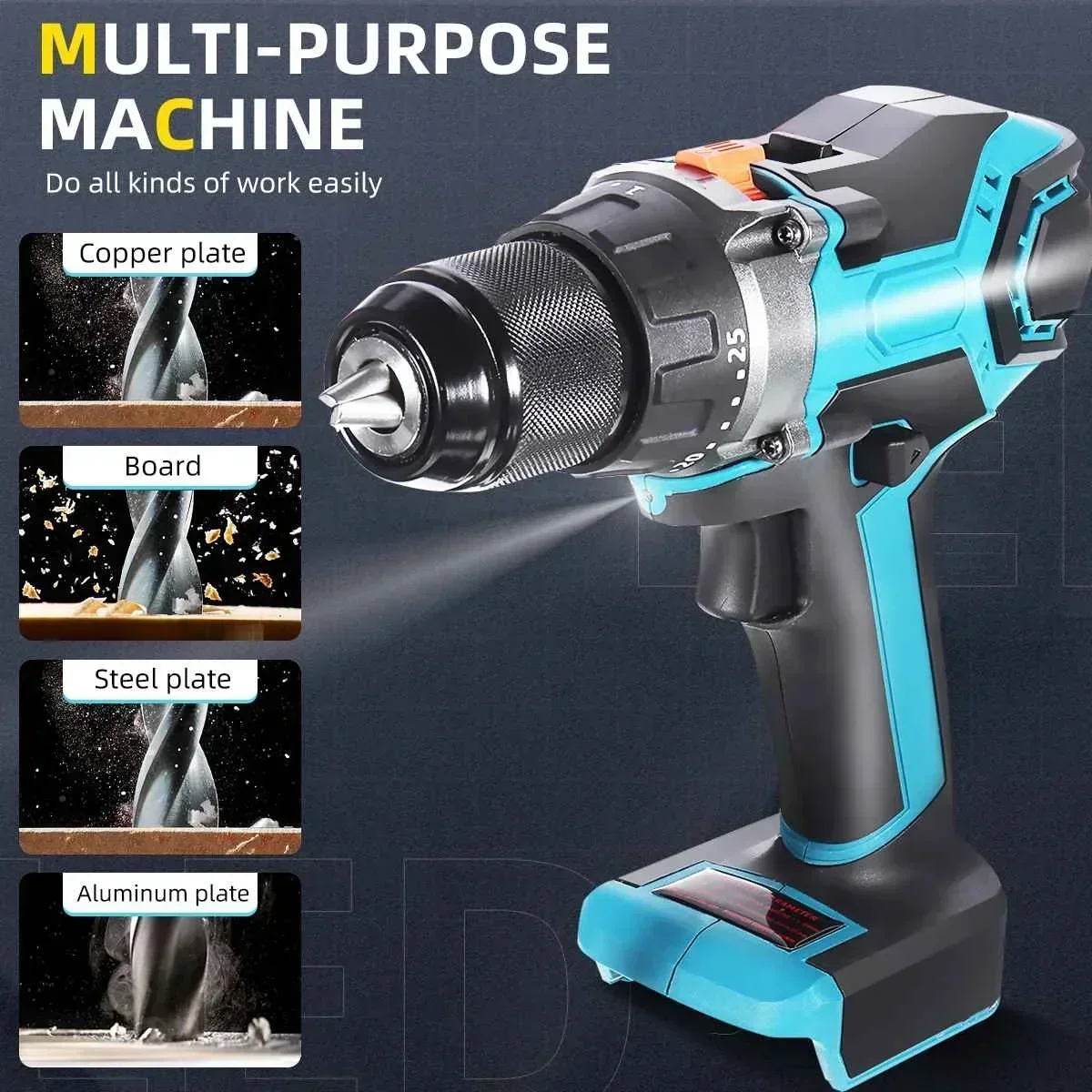 13mm Cordless Electric Impact Drill 3 in1 Brushless Electric Screwdriver Wireless Power Driver For Makita 18V Battery