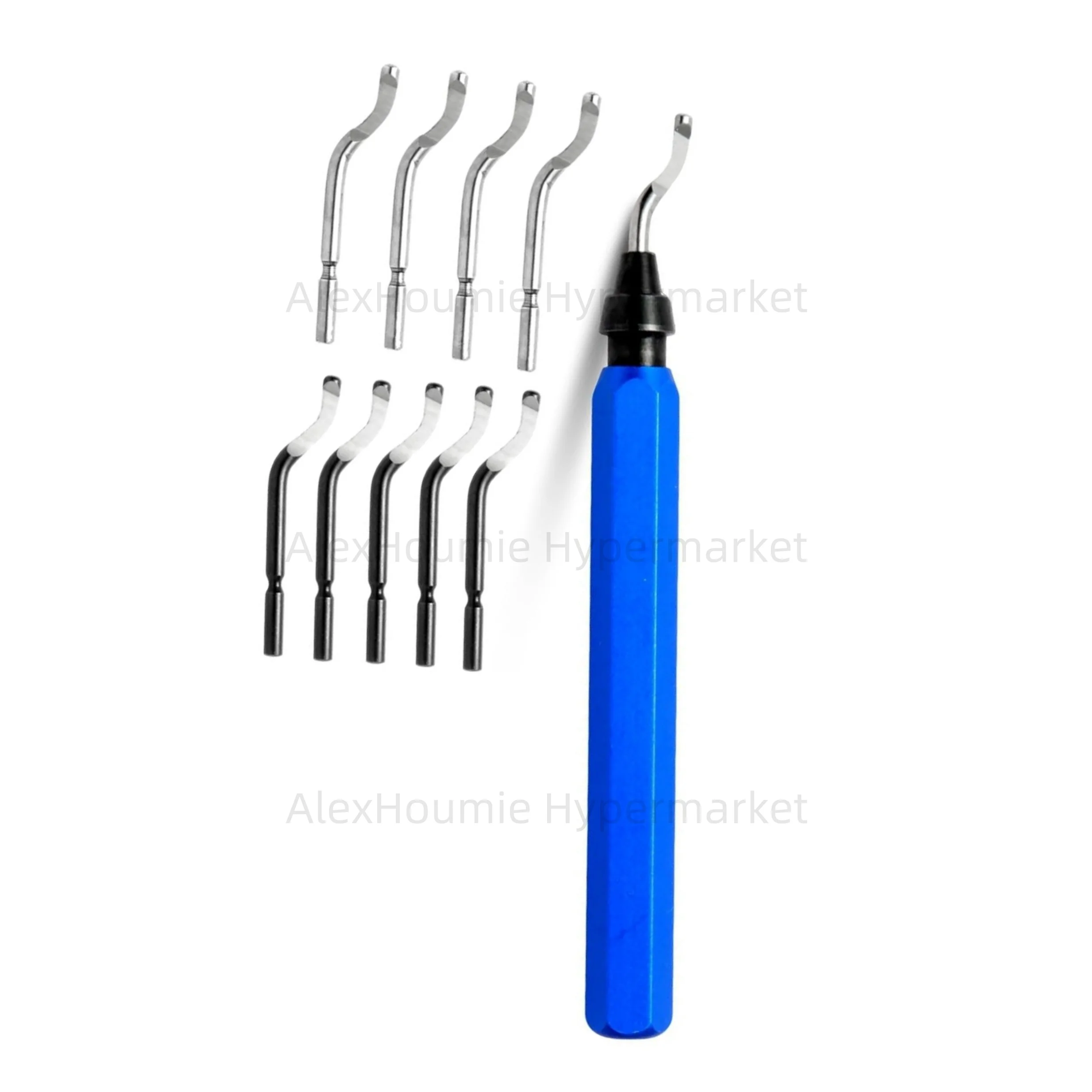 

10PCS High Speed Steel Blade Deburring Tool Set Metal Handle for Aluminum Copper Resin PVC Pipe 3D Printing Wood Edge Treatment