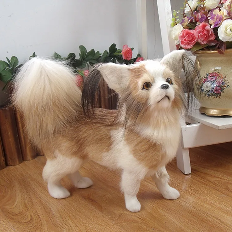 Simulation Butterfly Dog Dog Animal Model Fur Crafts Gift Static Decoration Dog Model