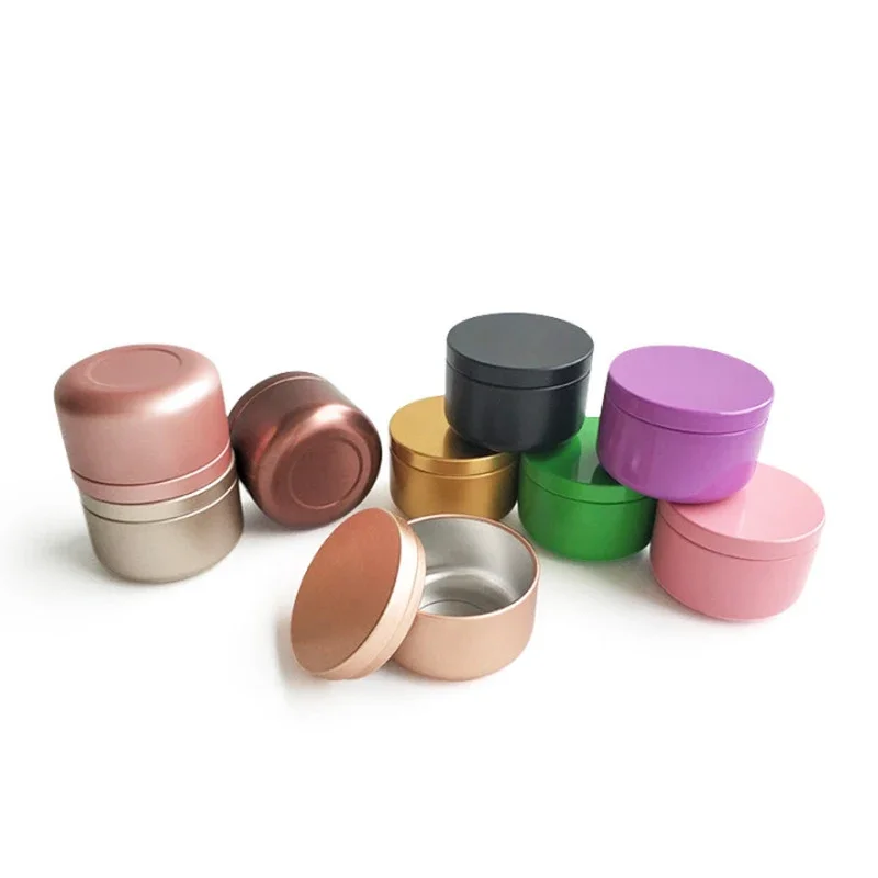 100Pcs 50ml Round Aluminum Candle Jars Travel Portable Empty Tea Tin Pot Colorful Refillable BB Cream Sealed Storage Containers