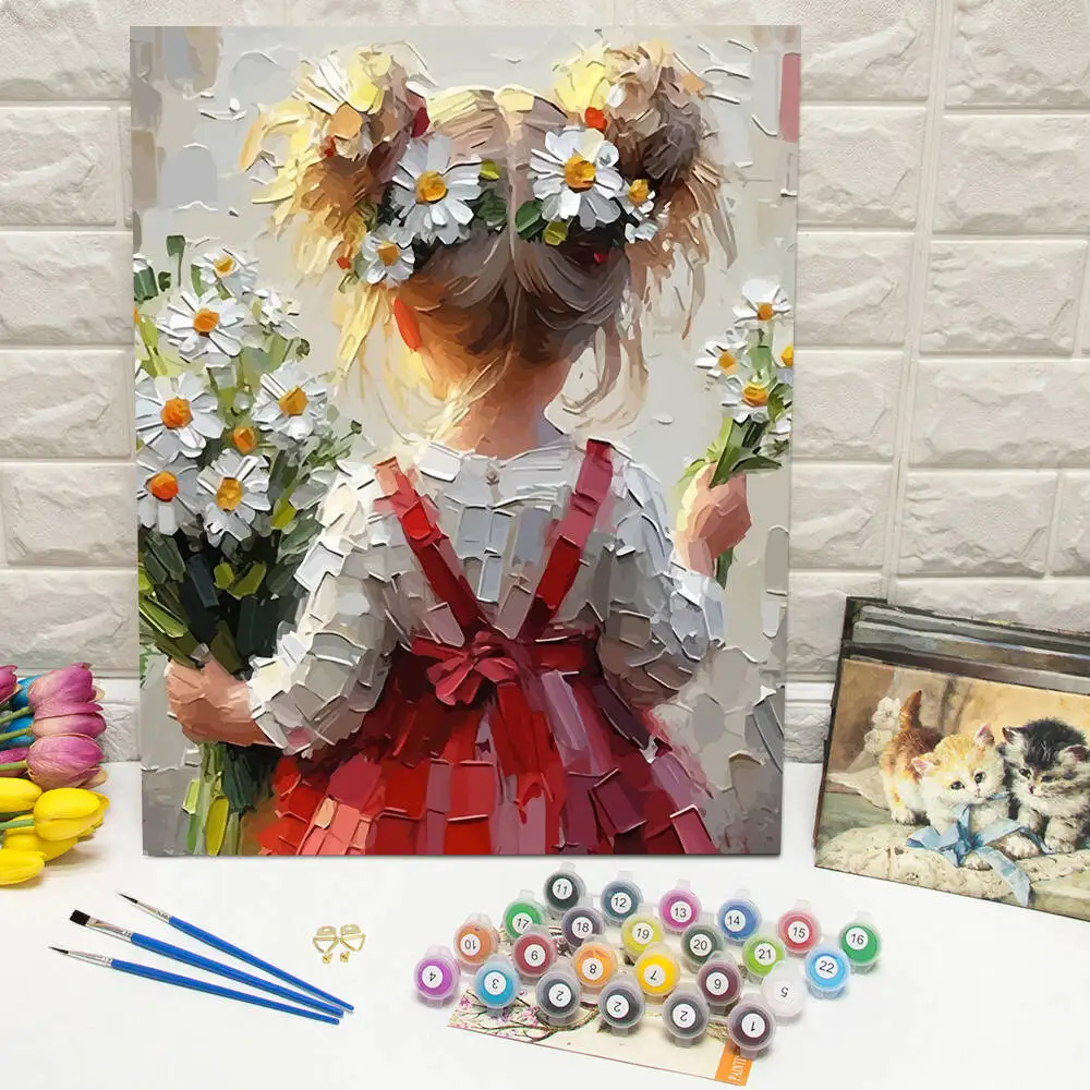 Ölgemälde nach Zahlen, Berglandschaft, DIY, digitale Malerei, Haus, Baum, Landschaft, Bild, Kunsthandwerk auf Leinwand, handgemaltes Geschenk