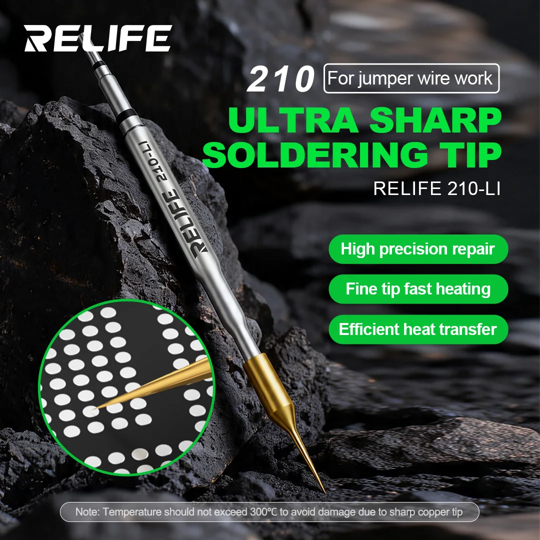 RELIFE 210-LI Ultra Sharp Jumper Wire Tip Designed for Precision Soldering Rapid Heat Conduction 210 Soldering Iron Tip