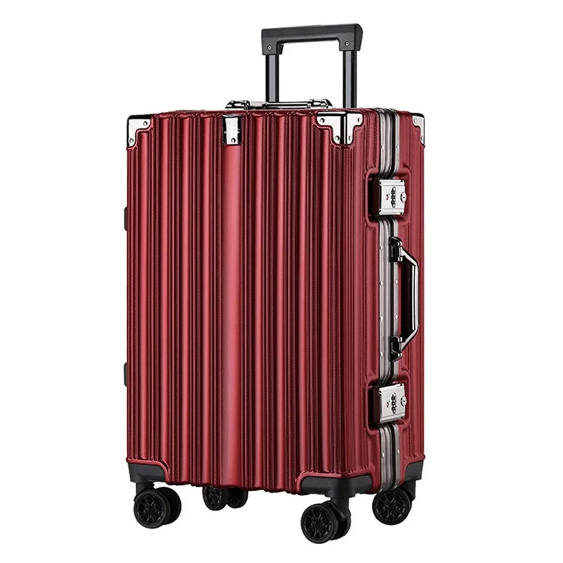 Wholesale Unisex Case Aluminum Frame Travel Trolley Luggage With Large Capacity Retro 20 Inch Universal Wheel Boarding Suitcase