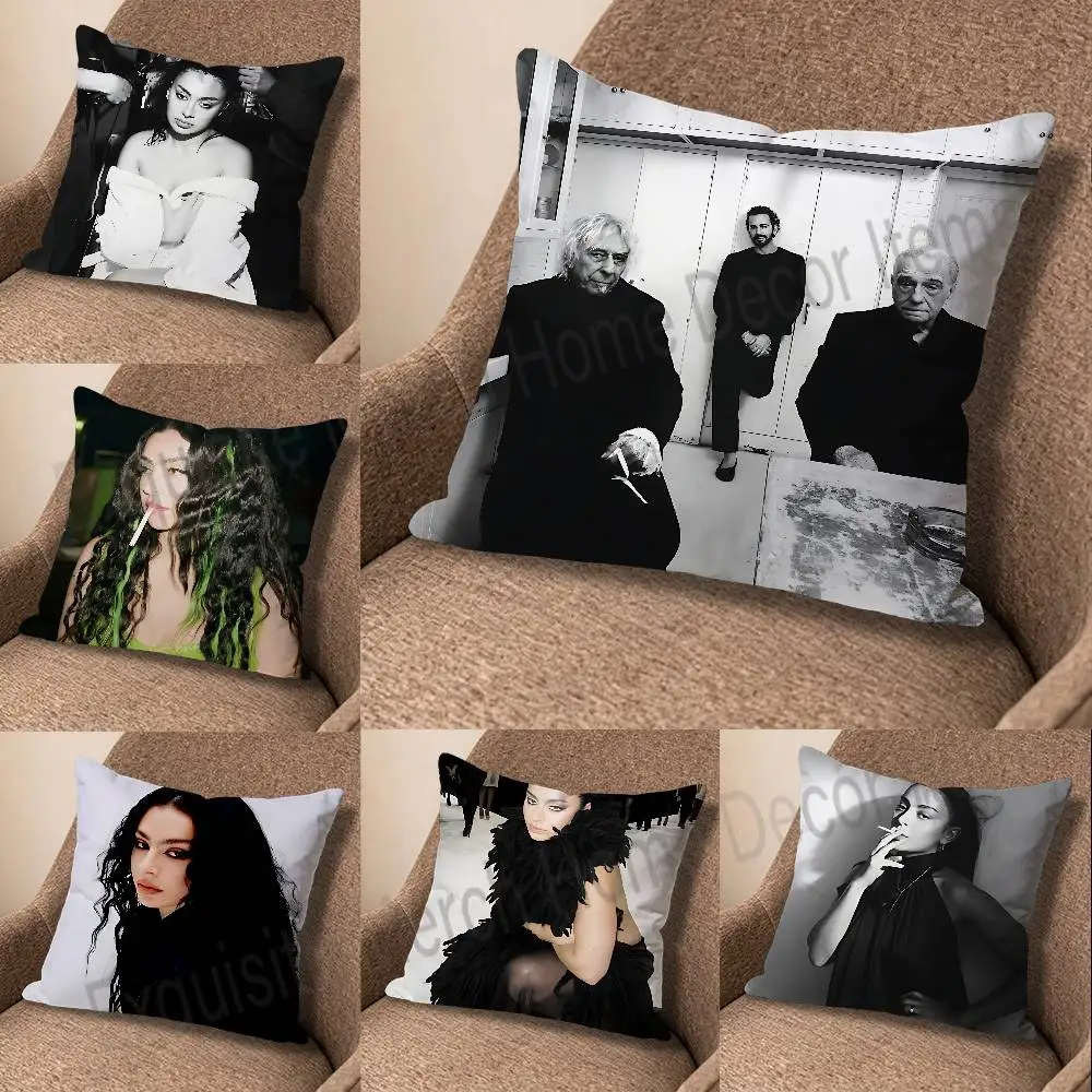 C-Charli xcx Music, Fashion, Film Print Pillow Case Aesthetic Bedroom Decor 30x30 40x40 45x45 50x50 60x60 65x65cm