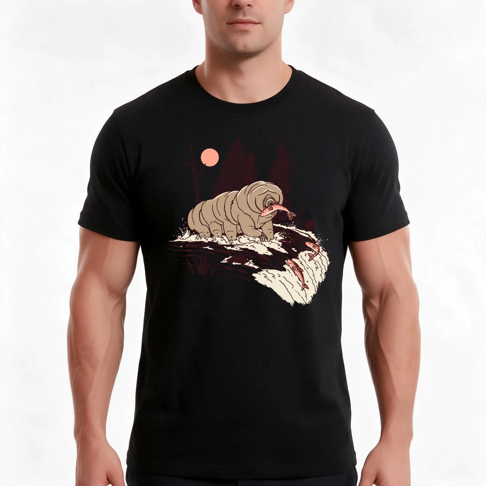 Water Bear T-Shirt Summer Casual Cotton Tee Oversized Streetwear Tops Vintage Graphic Print Loose Fit Short Sleeve