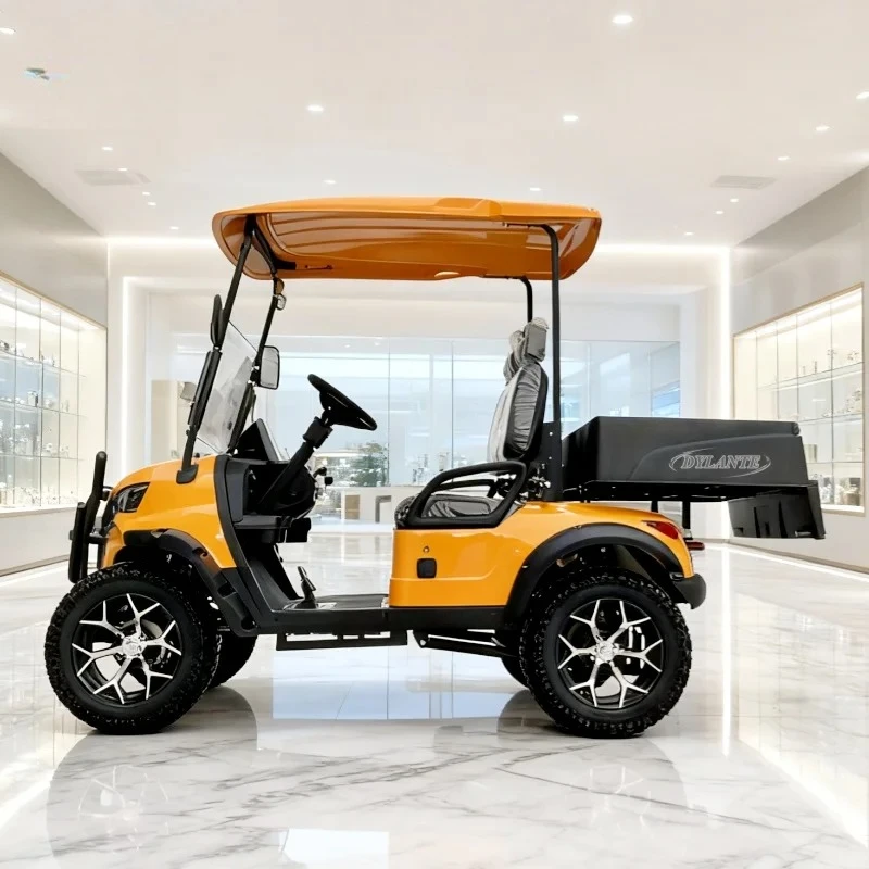 new All-Terrain Lift Cheap Small Electric Sightseeing Club Off-Road Vehicle 2-Seater 60/72V Off-Road Golf Cart，Rear Cargo Box