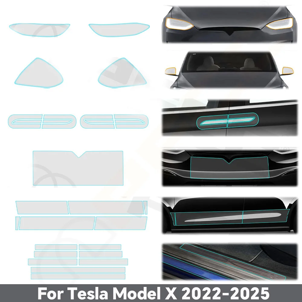 

Headlight Rearview Door Handle TPU Paint Protection Film For Tesla Model X 2022-2025 Pre-cut PPF Bra Anti-Scratch Resistant Kit