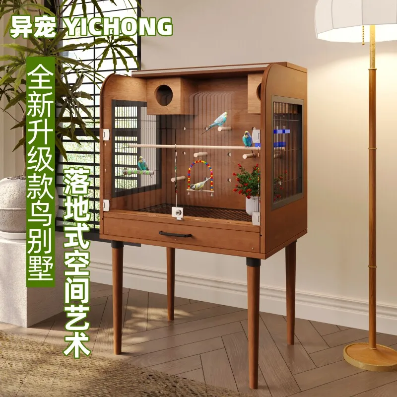 

Большая клетка для птиц из массива дерева, клетка для попугаев, очень большая модель Xuanfeng, индивидуальная роскошная клетка для мелких птиц.