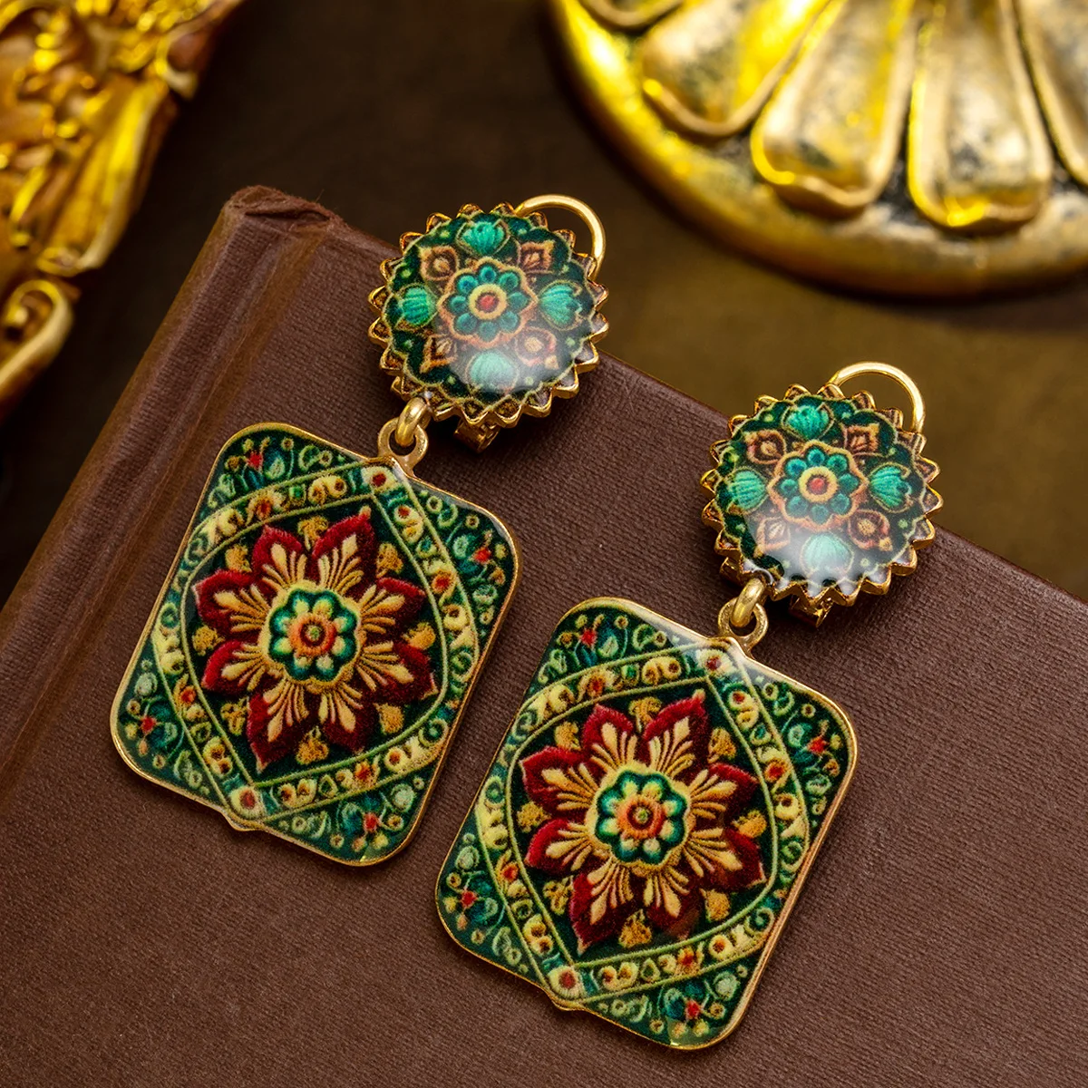 

Vintage Chinese Style Earrings Embroidery Classical Pattern Light Luxury Elegant for Women