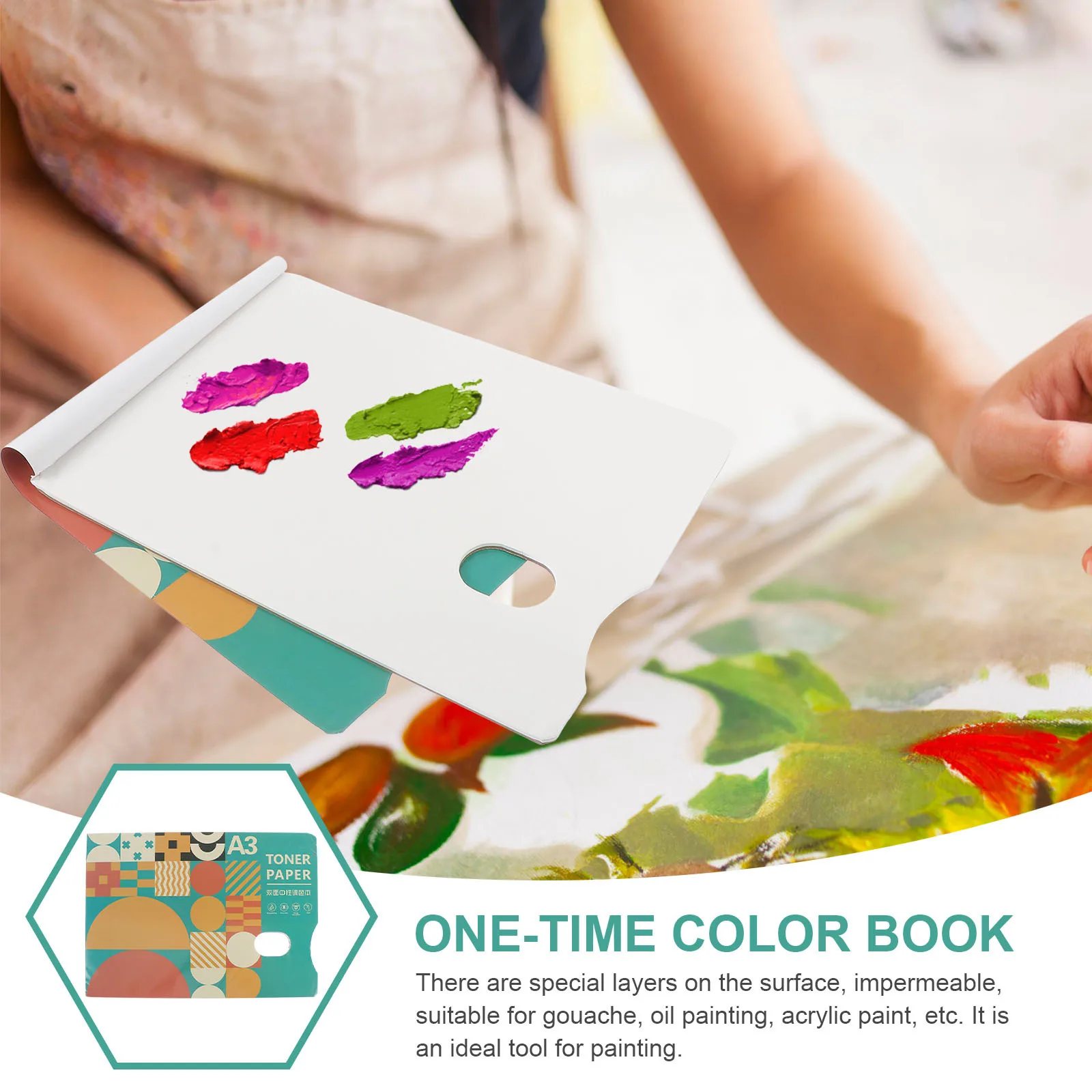 

2pcs Toning Paper Book Disposable Tear- Pad For Acrylic Oil Gouache Watercolor Double Sided Grip Hole Art Supplies