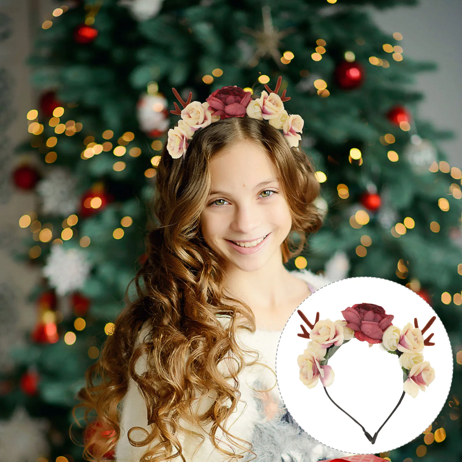

Christmas Headbands Kids Girls Women Hair Hoop Headwear Deer Antler Flowers Fresh Style Non Fading Photography Cosplay Christmas
