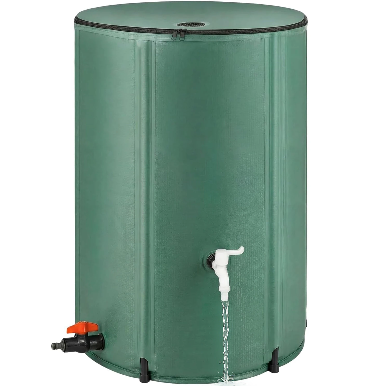 200L-500L Gallon Collapsible Rain Barrel, Portable Heavy Duty PVC Rainwater Collection Tank for Gutter Downspouts, Garden Lawn Irrigation & Outdoor Water Storage