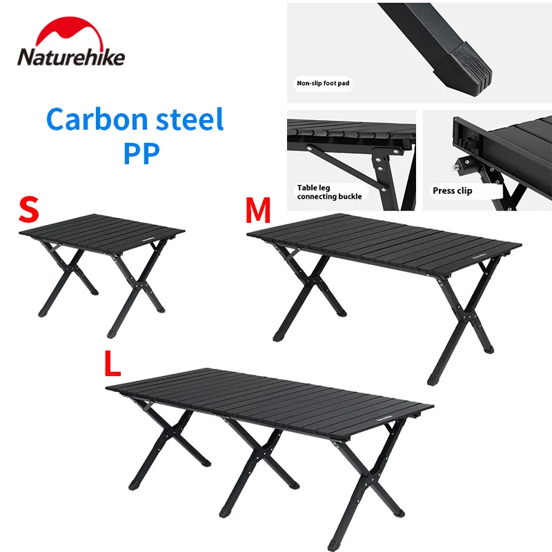 

Naturehike Star Jane T01 Chicken Rolls Table Black Color Contrast X-Shaped Stable Bracket 150 Kg Light Easy To Carry
