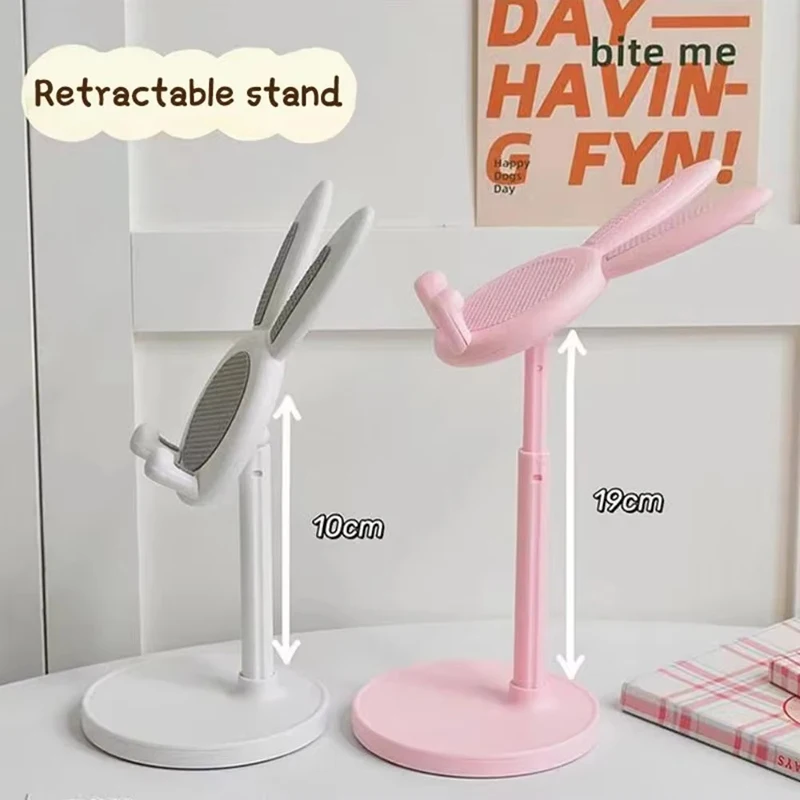 Retractable Pink Lovely Rabbit Mobile Phone Holder Stand For iPhone Samsung Adjustable Mobile Phone Holder Stand Tablets Bracket