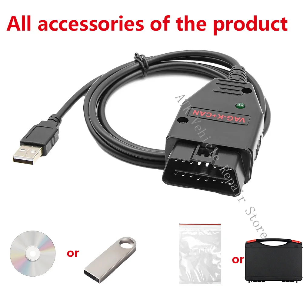 VAG K+CAN Comander 1.4 diagnostic tool for V-W/AU-DI 2007 for Lil Commander FTDI PIC18F25K80 K+LIL1.4 OBD2 Wild Com K-wire cable