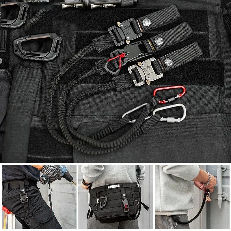 

Tactical Anti-lost Elastic Lanyard Rope Quick Disassembly Safety Rope Outdoor Equipment Tools Mobile Phone Pistol Anti-lost Hook