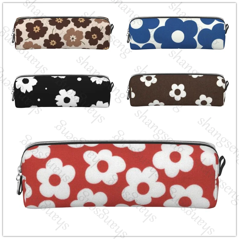 

Japanese vintage floral fabric Leather Zipper Pencil Box Multifunctional Stationery Storage Bag School Student Learning Supplies