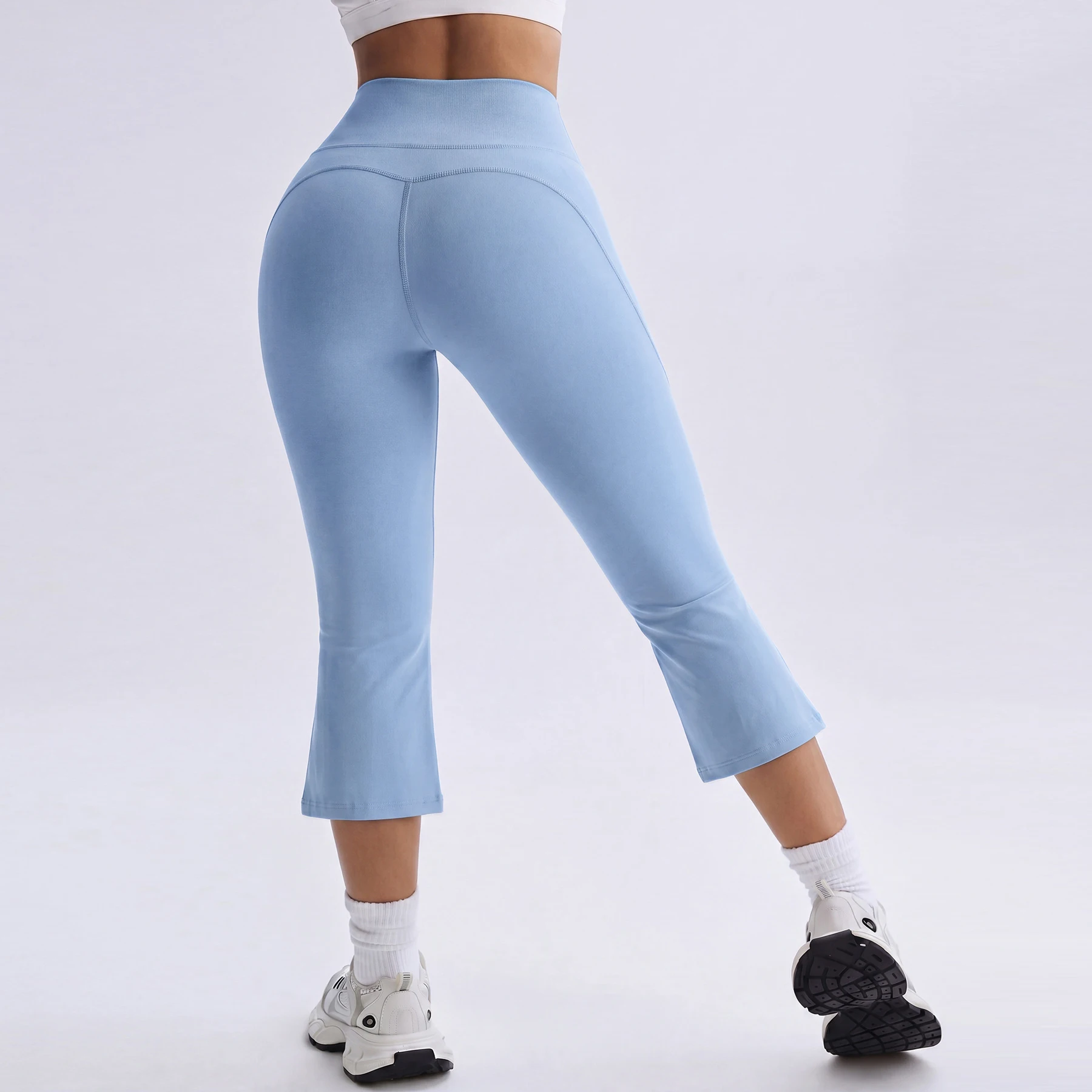 Women High Waist Capri Bootcut Yoga Leggings Butt Lifting Control 7/8 Gym Sports Fitness Cropped Flare Pants Soft Workout Tights