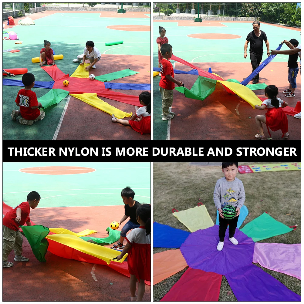 Octagonal Rainbow Parachute Outdoor Multi Person Collaboration Children's Toys Physical Training Sports Games Tent Toy Umbrella