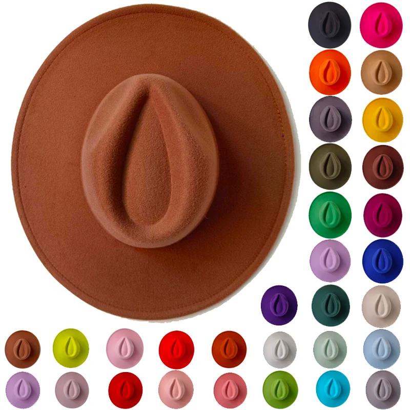 Gorras Hat Fedoras 9.5cm Szeroki kapelusz z rondem Damski zimowy kapelusz męski Denim Felt Damski kapelusz New Fedora Sombreros шапка женская