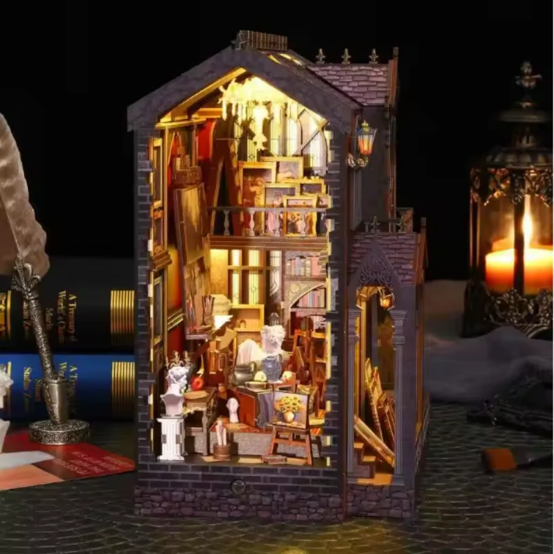 OUZEY 기발한 아트 스튜디오 북 누크, 3D 나무 DIY 창의적 집, 청소년을 위한 예술 공예 키트