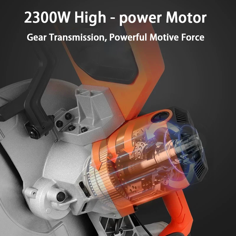 Wood & Aluminum Cutting Tool 12 Inch (305mm) Sliding Miter Saw - Single Bevel 45° with Laser LED Light Electric Cutter