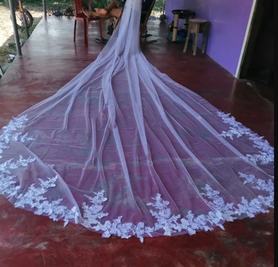 Bridal lace cape veil, 3.5m, 1 layer wedding accessories, wedding Cathedral cape veil