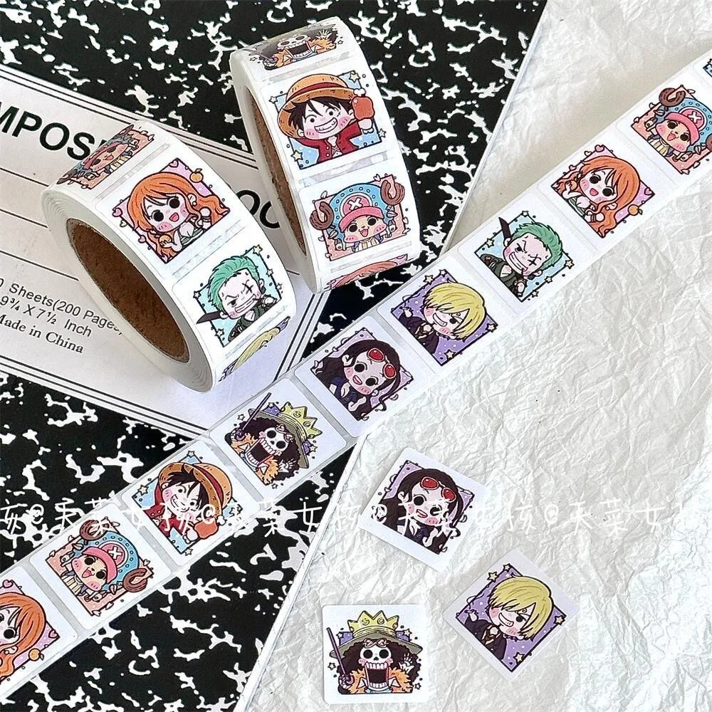 Pegatinas de cinta de una pieza para sellado de tarjetas, rollo de pegatinas decorativas creativas de dibujos animados de Anime, volumen completo,