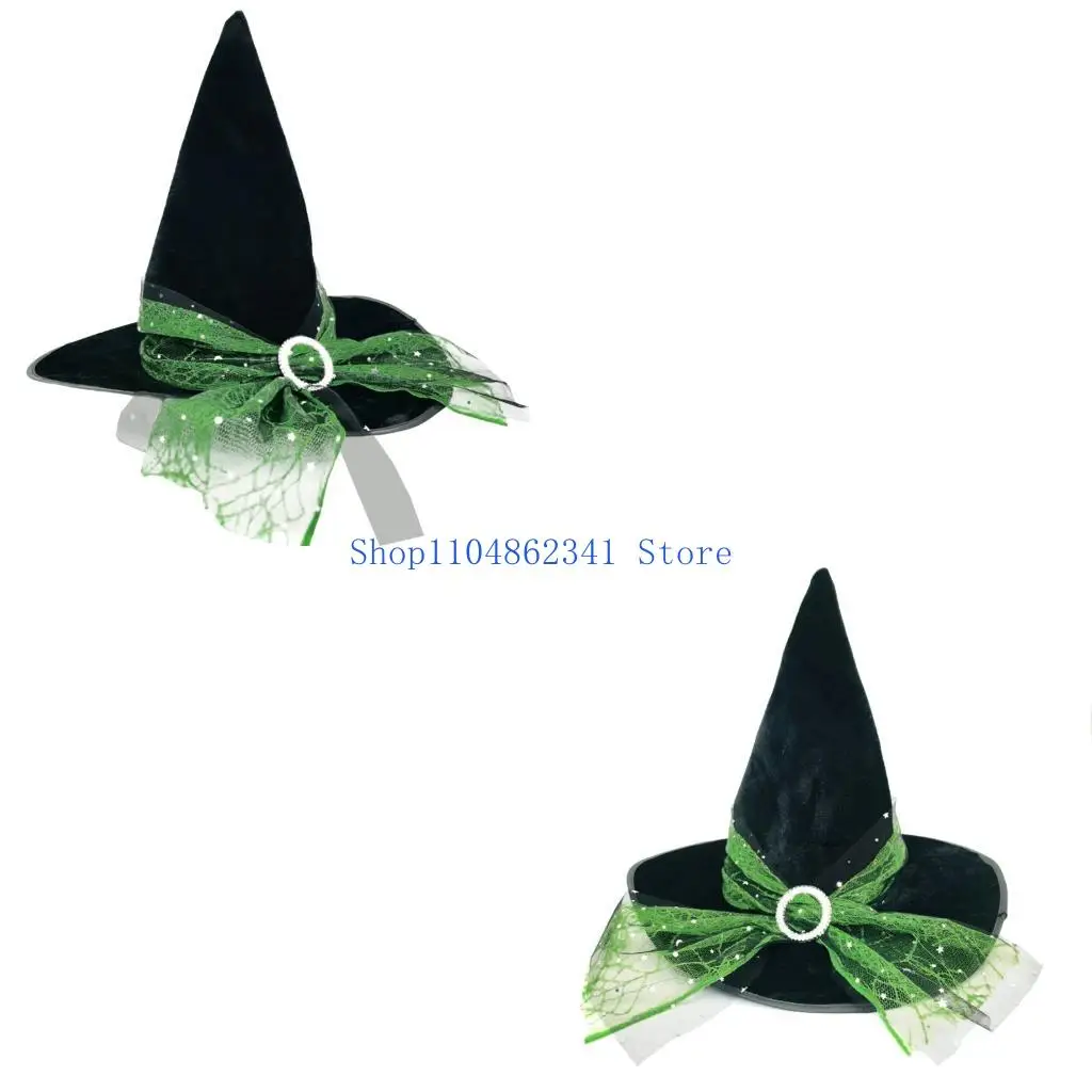 5asd Adjustable Polyester Witch Hat Durability Halloween Hat Crinkle Witch Hat for Outfits Group Activity
