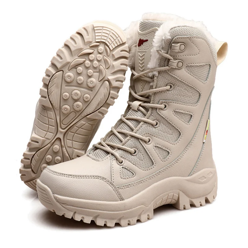 Lynjacye Winter Fur Style Outdoor Snow Boots Hiking Shoes Tactical Boots Sneakers High Top Outdoor CaminhadasTrekking Shoes