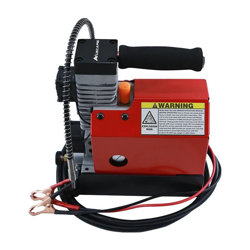 GX CS2 Tragbarer PCP-Luftkompressor, 4500 Psi/30 MPa, ölfrei, angetrieben durch Auto, 12 V DC oder Zuhause, 110 V AC mit Adapter (im Lieferumfang enthalten)