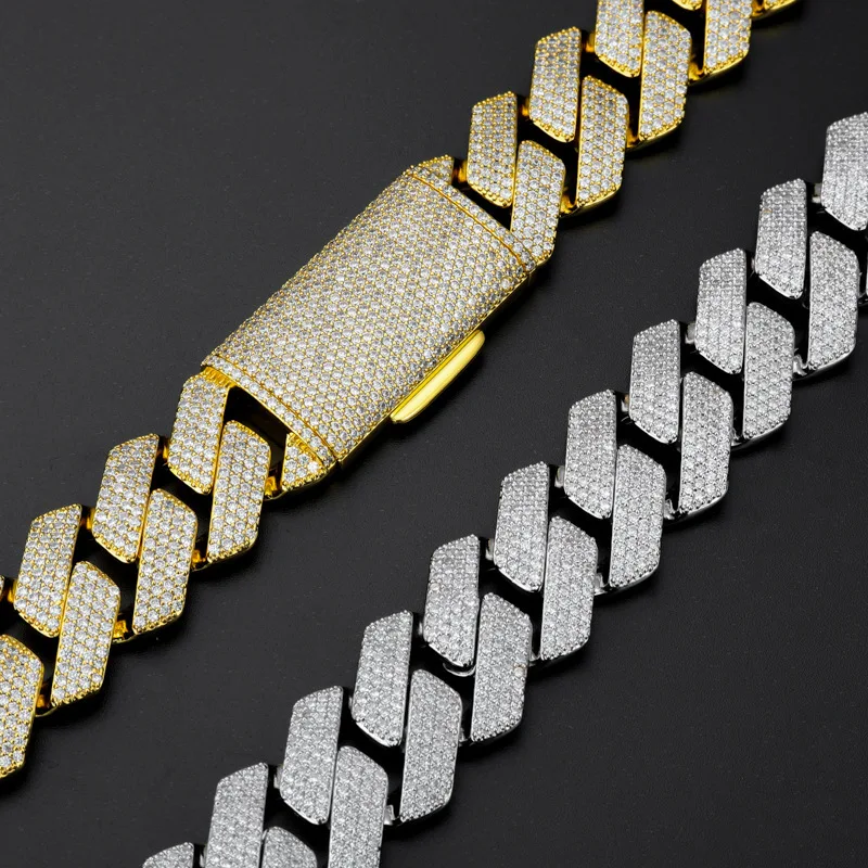 Hip hop Heavy Industry 22MM Width 4-Row Diamond Cuban Chain Trendy Street Jewelry Necklace