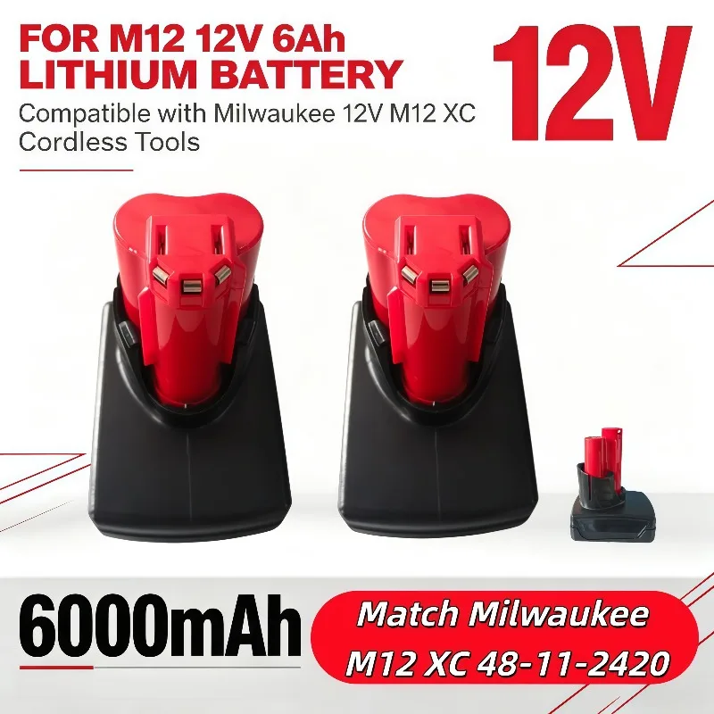 M12 XC 12V 6Ah energy storage unit, direct substitute of 48-11-2410 48-11-2411 for Milwaukee wireless electric equipment