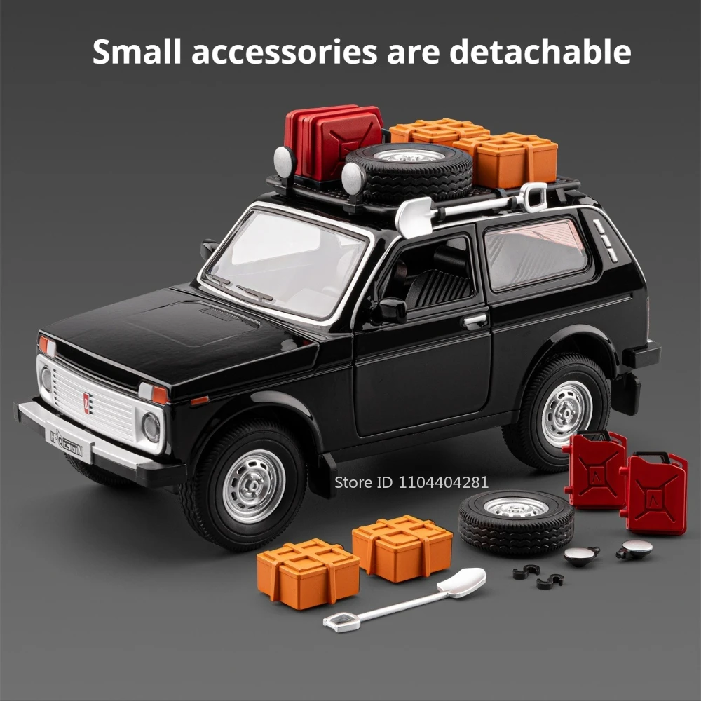1:24 Lada Niva Land Rover Defender alliage moulé sous pression modèle jouets voiture roue avant direction son lumière retirer véhicule cadeau de noël