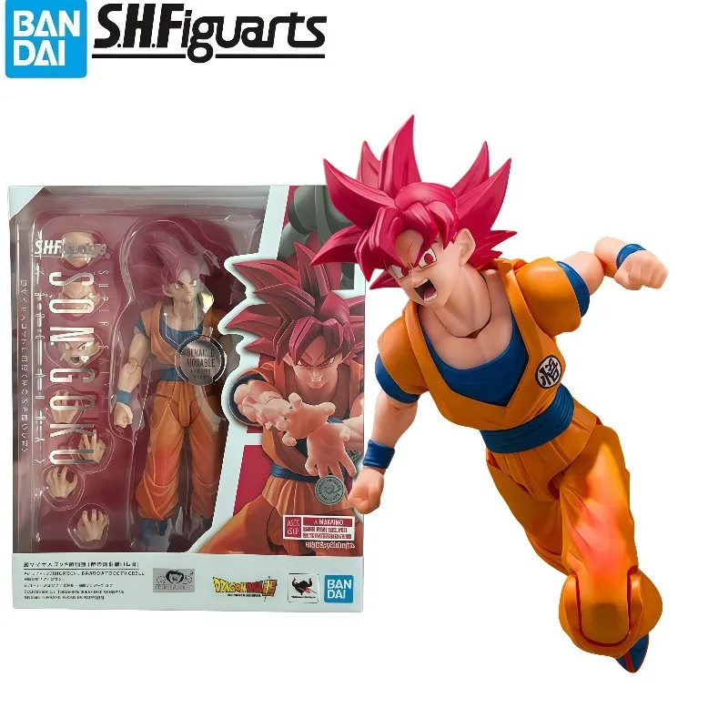En stock, 100% original, Bandai S.H.Figuarts Dragon Ball Super Saiyan God Son Goku, figurine d'action, modèle décoratif, cadeau