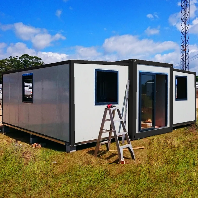 40ft ขยายบ้านคอนเทนเนอร์ห้องนั่งเล่นที่สะดวกสบาย Prefab จัดส่งคอนเทนเนอร์ Villa Industrial Design เหล็กกลางแจ้ง 20ft