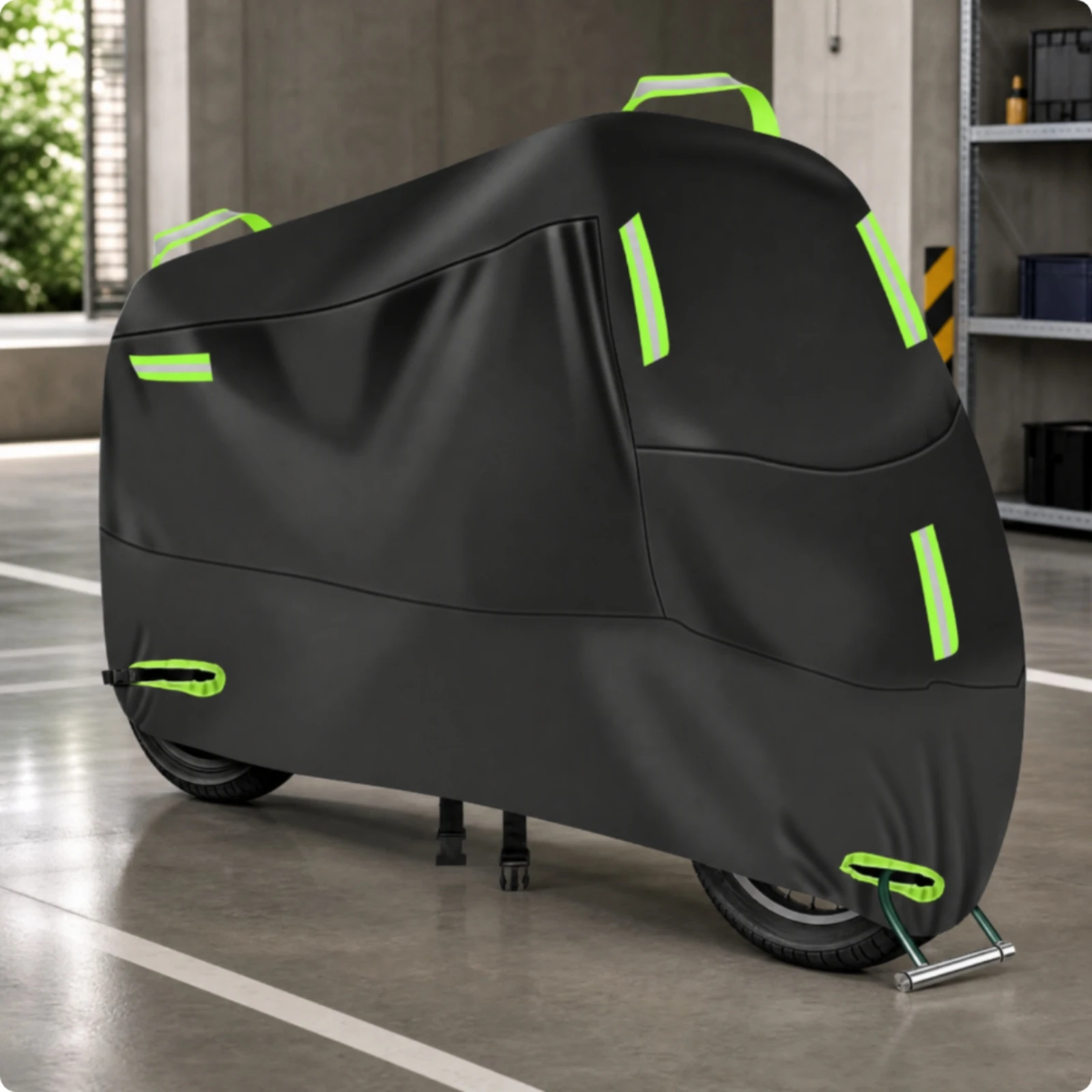 210D Oxford Material Motorcycle Cover Resistant Motorcycle Cover with Reflective Strips Dustproof Heavy Duty for Daily Parking