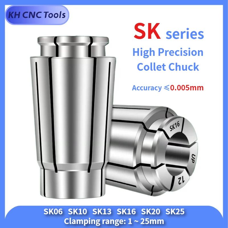 GSK SK06 SK10 SK16 SK20 SK25 Chuck Collet Clamp Range 1-25mm SK Collets CNC Machining Center Spring Chuck Collet Tool Holder