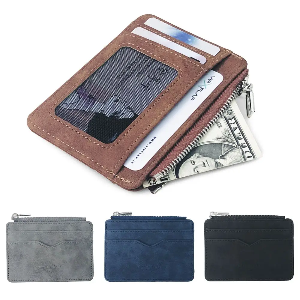 

Fashion Simple Short Leather Small Money Bag Retro Money Clip Wallet Card Holder Coin Purse