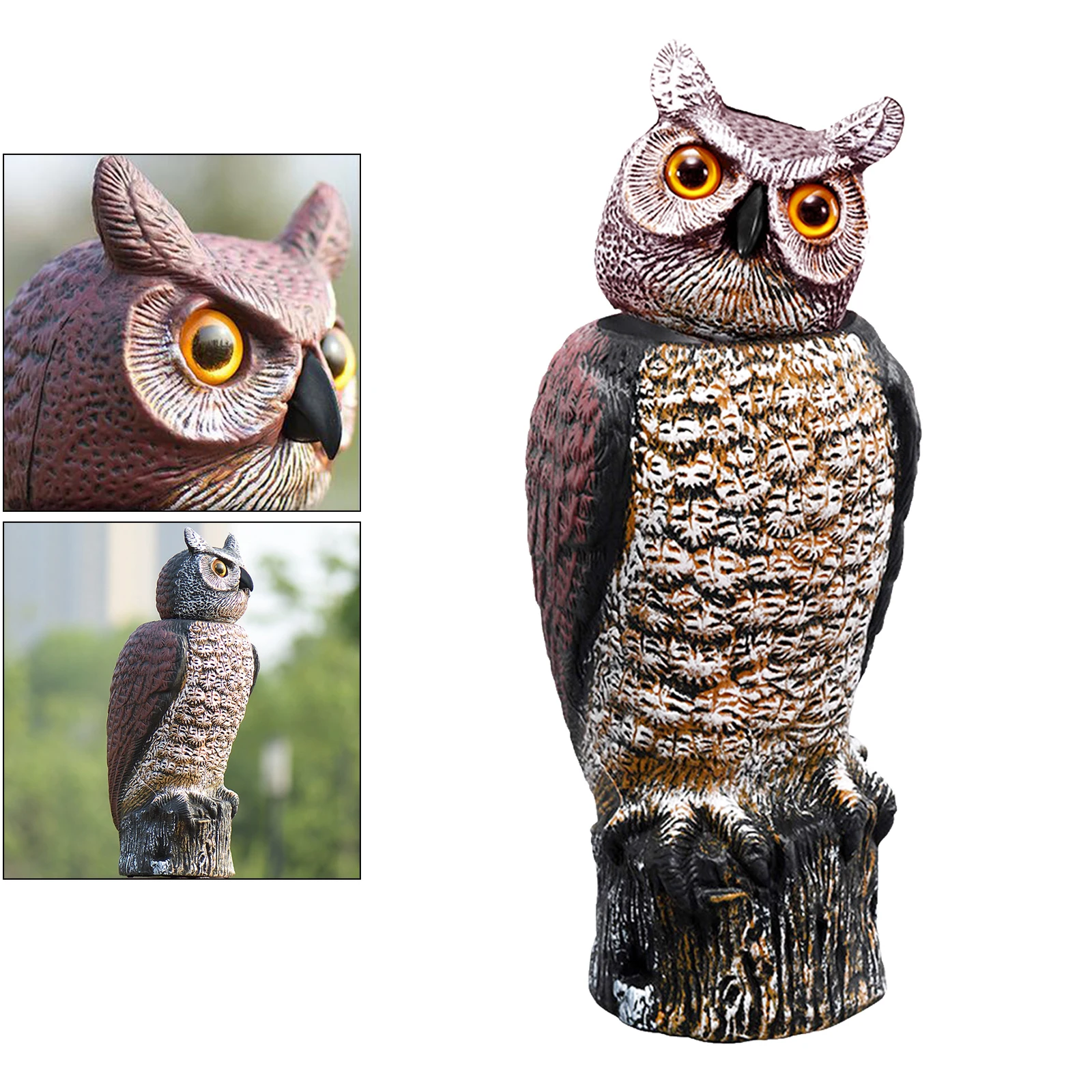 

Fake Horned Owl Decoy Scarecrow Bird Crow Pigeon Deterrent Repellent