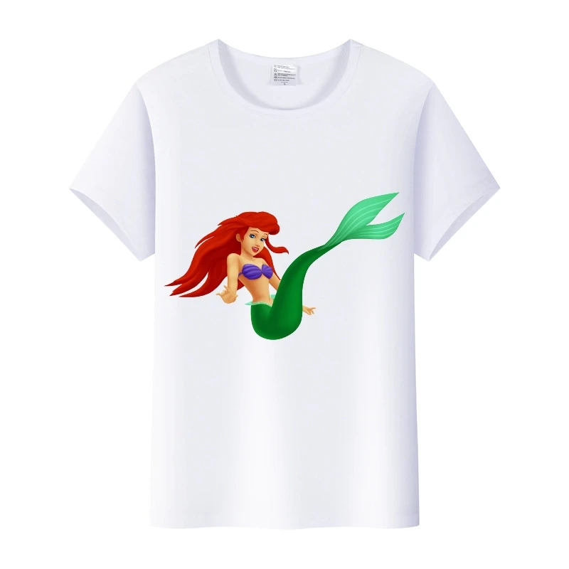 Cute Disney Cartoon Mermaid Minnie Printed Women T Shirt Fashion Graphic Tshirt Ladies T-shirt Female Clothes Y2K Tops Gril Tees